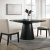 Jasper - 3 Piece Wide Contemporary Round Dining Table With Beige Fabric Chairs (Set of 3) - Ebony Black - Image 10