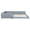 Queen & Twin Long Size Upholstered Platform Bed, Mother & Child Bed - Gray - Image 3