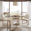 Contemporary Modern Accent Dining Chairs With Antique Gold Metal Frame (Set of 2) - Cream - Image 5