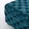Unwind Upholstered Square Ottoman With Button Tufted Diamond Stitch - Teal - Image 7
