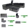 8 Piece Patio Sectional Wicker Rattan Outdoor Furniture Sof Set With One Storage Box Under Seat And Cushion Box - Gray / Black - Image 13