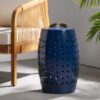 Outdoor Lace Cut Side Table - Navy Blue - Image 4