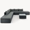 8 Pieces Outdoor Patio Furniture Sets, Garden Conversation Wicker Sofa Set, Single Sofa Combinable - Gray / Black - Image 5