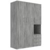 2 Doors Wardrobe Storage For Bedroom With Shelves And 3 Drawers - Gray - Image 4