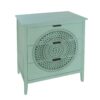 3 Drawer Storage Cabinet With Hollow Carved Design And Metal Handles, Chest For Entryway, Living Room Or Bedroom - Light Green - Image 6