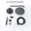 Round Rain Shower Head And Handheld Shower Set With Brass Construction - Matte Black - Image 7