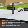 7 Pieces Modern Outdoor Patio Dining Set, Rectangular Dining Table, 4 Chairs & 2 Swivel Rockers, Sunbrella Cushions - Ember Black / White - Image 11