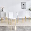 (Set of 4) Backrest Chairs With Gold Metal Legs A Perfect Match, Suitable For Minimalist And Contemporary Home Decor Styles - White / Gold - Image 5