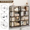 5 Tier Industrial Bookshelf, Rustic Brown Tall Bookcase With Open Wood & Metal Design, Vintage Storage Organizer - Black - Image 4