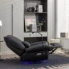 270 Swivel Glider Recliner Chair, Power Recliner Rocking Chair, USB Port Charge For Nursery Chair With Atmosphere Lamp For Living Room Bedroom Apartment - Black - Image 11