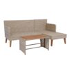 3 Piece Patio Sectional Wicker Rattan Outdoor Furniture Sofa Set Natural Wicker And Cushion - Yellow / Dark Gray - Image 19