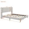 Queen Size Platform Bed With Legs, Frame And Tufted Headboard - Beige - Image 11