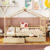 Full Size House Bed With 2 Drawers - Natural - Image 12