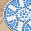 Outdoor Round Side Table With Mosaic Style Top And Curved Iron Legs - Blue / Matte Black - Image 8