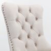 Nikki - Modern, High-End Tufted Solid Wood Contemporary Velvet Upholstered Dining Chair With Chrome Stainless Steel Plating Legs, Nailhead Trim (Set of 2) - Beige - Image 8