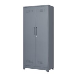 Metal Storage Cabinets, Cleaning Tool Cabinet With Locking Door, Tall Broom Tool Organizer, Large Storage Cabinet For Kitchen - Gray