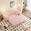 Human Dog Bed, Lazy Sofa Couch, Multifunctional Foldable Sofa Bed, 3 In 1 Teddy Fabric Sleeper Sofa Bed For Living Room Guest Bed, Playroom - Pink - Image 6