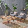 2 Piece Patio Set With Loveseat And Coffee Table - Natural / Dark Gray - Image 2