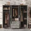 6 Doors Wardrobe Storage For Bedroom, With Big Drawers - Gray - Image 7