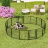 108.27" 16 Panels Heavy Duty Metal Playpen With Door, Dog Fence Pet Exercise Pen For Outdoor - Black - Image 2