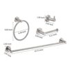 Bathroom Set 4 Pack With Towel Bar Racks, Toilet Paper Holder, Ring, Hook, Stainless Steel - Brushed Nickel - Image 3