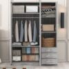 2 Doors Wardrobe Storage For Bedroom With Shelves And 3 Drawers - Gray - Image 11