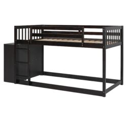 Twin Over Twin Classic Bunk Bed With 4 Drawers And 3 Shelves - Espresso