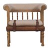 Strapped Hallway Boucle Bench - Beige / Brown - Image 3