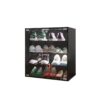 4 Layers Shoe Cabinet With Glass Door And Glass Layer Shoes Display Cabinet With LED Light Bluetooth Control - Black - Image 4