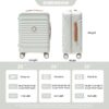 20" Carry On Luggage Lightweight Suitcase Tsa Lock USB Port Luggage Wheel Lock Artificial Leather Top Handle Spinner Wheels - Creamy White - Image 3