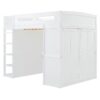 Full Size Loft Bed With Desk, Wardrobes, 4 Drawers And 4 Shelves - White - Image 3