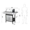 4 Burner Propane Gas Bbq Grill With Side Burner, 46790Btu Output With Enameed Cast Iron Cooking Grids For Outdoor Barbecue, Stainless Steel - Black / Silver - Image 3