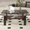 Modern Rectangular Coffee Table With Tempered Glass Top Layer - Gray - Image 2