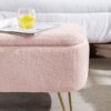 Storage Ottoman Bench For End Of Bed Gold Legs, Modern Gray Faux Fur Entryway Bench Upholstered Padded With Storage For Living Room Bedroom - Pink - Image 9