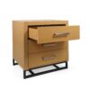 Glimmering Nightstand With 3 Drawers And Iron Base - Maple / Black - Image 5
