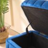 Wide Upholstered Velvet Storage Soft Bench Footstool Ottoman End Of Bed With Metal Legs, Foot Rest For Living Room, Entryway And Bedroom - Black / Navy - Image 9