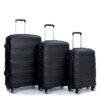 Hardshell Suitcase Spinner Wheels Pp Luggage Sets Lightweight Durable Suitcase & Tsa Lock, 3 Piece Set (20/24/28) - Black - Image 4