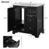 Bathroom Vanity Cabinet With Ceramic Basin, 3 Drawers And Adjustable Shelves - Black - Image 9