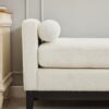 Elegant Upholstered Bench, Daybed, Ottoman With Wood Legs & 2 Bolster Pillows For End Of Bed, Bedroom, Living Room, Entryway - Ivory - Image 6