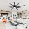 Ceiling Fan With 18W Dimmable Led Light Remote Control 8 Solid Wood Blades For Living Room - Black - Image 5