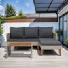 3 Piece Patio Sectional Wicker Rattan Outdoor Furniture Sofa Set Natural Wicker And Cushion - Yellow / Dark Gray - Image 2