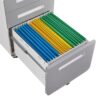 3 Drawer Mobile File Cabinet Under Desk Office, Simple Style Versatile Storage Cabinet For Legal / Letter / A4 Files, 5 Wheel Design Anti-Tilting Cold Rolled Steel Waterproof Moisture-Proof - White / Gray - Image 14