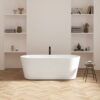 Freestanding Bathtub, Modern & Contemporary Design Soaking Tub With Brushed Nickel Pop-Up Drain And Minimalist Design Overflow - White - Image 2