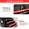 Portable 20" Steel Tool Box With 3 Drawers And Metal Latch Closure - Black / Red - Image 7