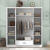 4 Door Wardrobe With 1 Drawer - White - Image 11