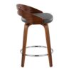 Cassis - Mid-Century Modern Fixed Height Counter Stool With Swivel With Round Footrest (Set of 2) - Walnut / Gray - Image 3
