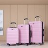 3 Piece Luggage Sets Pc Lightweight & Durable Expandable Suitcase With Two Hooks, Double Spinner Wheels, Tsa Lock, (21/25/29) - Pink - Image 2
