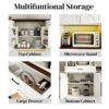 Farmhouse Kitchen Pantry Sideboard With Cabinet And Drawer, Multi Functional Kitchen Buffet With Hutch And Glass Holder, Microwave Stand With Charging Station - Brown / Antique White - Image 8
