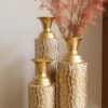 Metal Decorative Vases High Distress Metal Center Vases With Growing Vine Patterns, (Set of 3) Vases For Home Decoration - Gold - Image 12