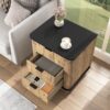 Multi Functional 3 Drawer Nightstand, Perfect For Storing Items Of Different Heights, A Perfect Combination Of Nature And Fashion - Black - Image 4